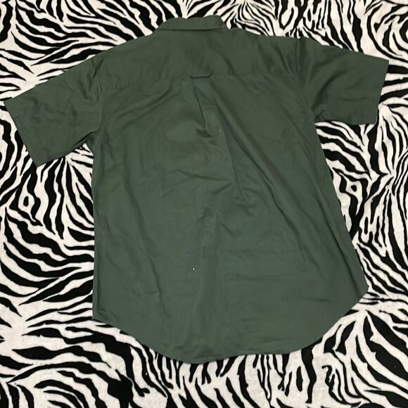 Bill blass vintage soft cotton short sleeve button up men’s army green shirt - Picture 2 of 12